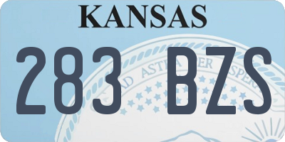 KS license plate 283BZS