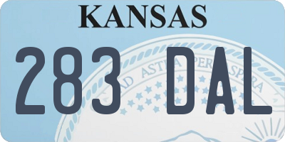 KS license plate 283DAL