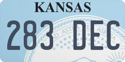 KS license plate 283DEC
