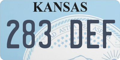KS license plate 283DEF