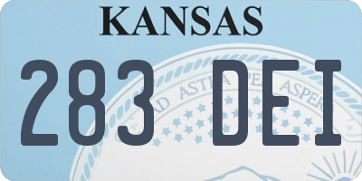 KS license plate 283DEI