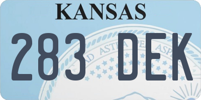 KS license plate 283DEK