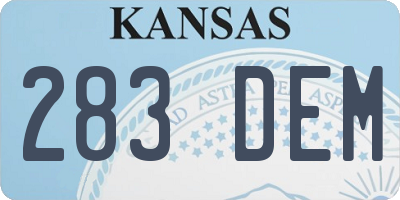 KS license plate 283DEM