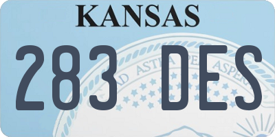 KS license plate 283DES