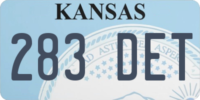 KS license plate 283DET