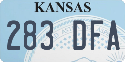 KS license plate 283DFA