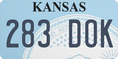 KS license plate 283DOK