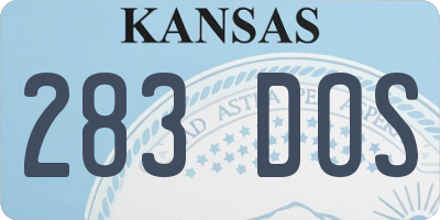 KS license plate 283DOS