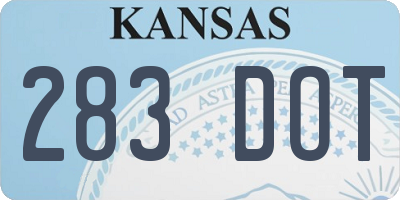 KS license plate 283DOT