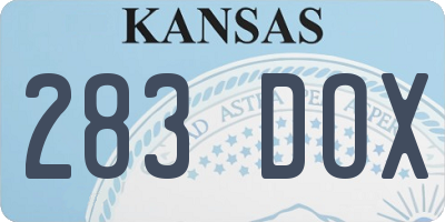 KS license plate 283DOX