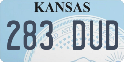 KS license plate 283DUD