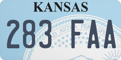 KS license plate 283FAA