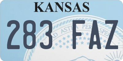 KS license plate 283FAZ