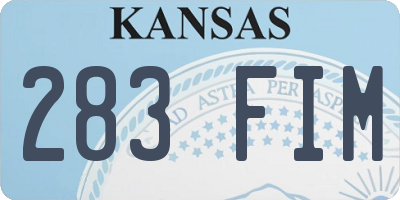 KS license plate 283FIM