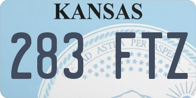 KS license plate 283FTZ
