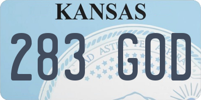 KS license plate 283GOD