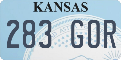 KS license plate 283GOR