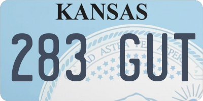 KS license plate 283GUT