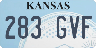 KS license plate 283GVF