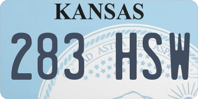 KS license plate 283HSW