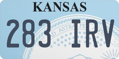 KS license plate 283IRV