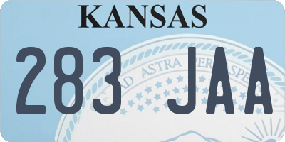 KS license plate 283JAA