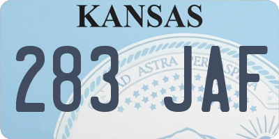 KS license plate 283JAF