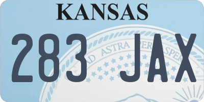 KS license plate 283JAX