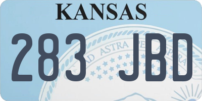 KS license plate 283JBD