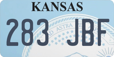 KS license plate 283JBF