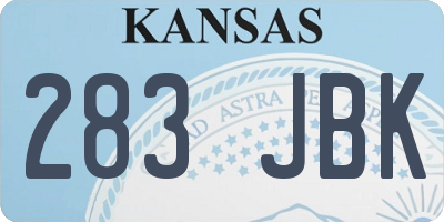 KS license plate 283JBK