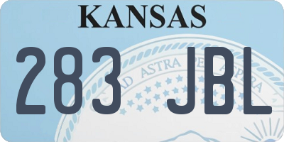 KS license plate 283JBL