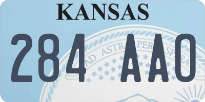 KS license plate 284AAO