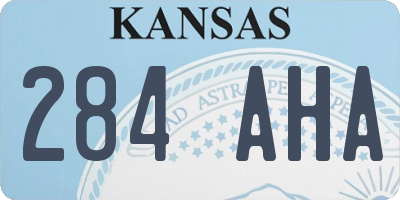 KS license plate 284AHA