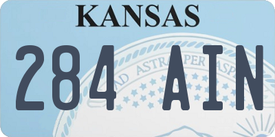 KS license plate 284AIN
