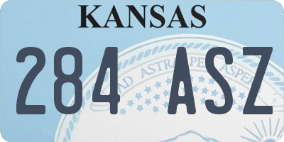 KS license plate 284ASZ