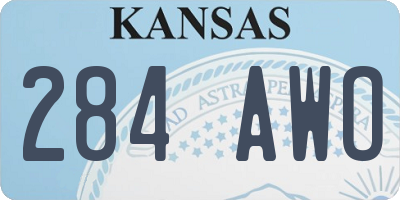 KS license plate 284AWO
