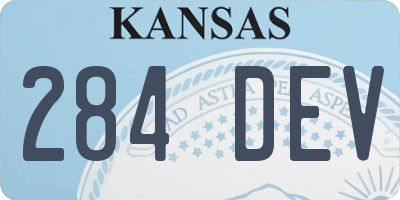 KS license plate 284DEV