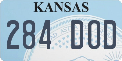 KS license plate 284DOD