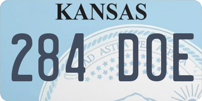 KS license plate 284DOE