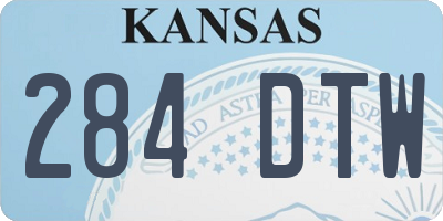 KS license plate 284DTW