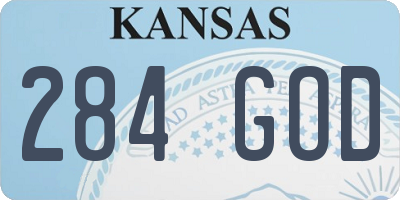 KS license plate 284GOD