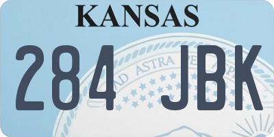 KS license plate 284JBK