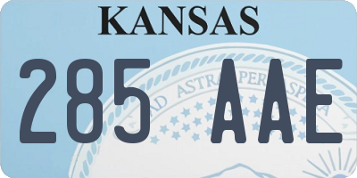 KS license plate 285AAE