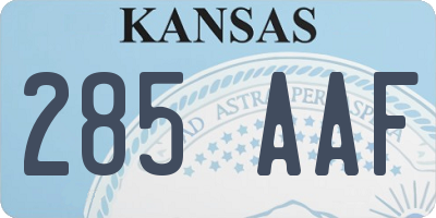 KS license plate 285AAF