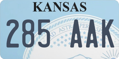 KS license plate 285AAK