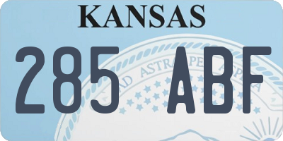KS license plate 285ABF