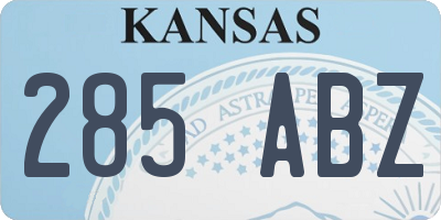 KS license plate 285ABZ