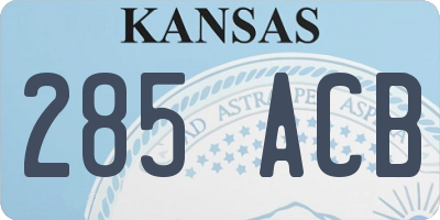 KS license plate 285ACB