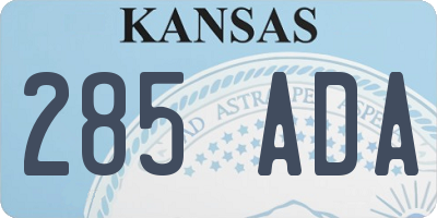 KS license plate 285ADA